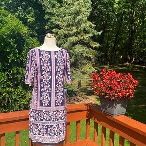 NWT Eliza J. Posted k, blue& white dress, see measurements in photos.